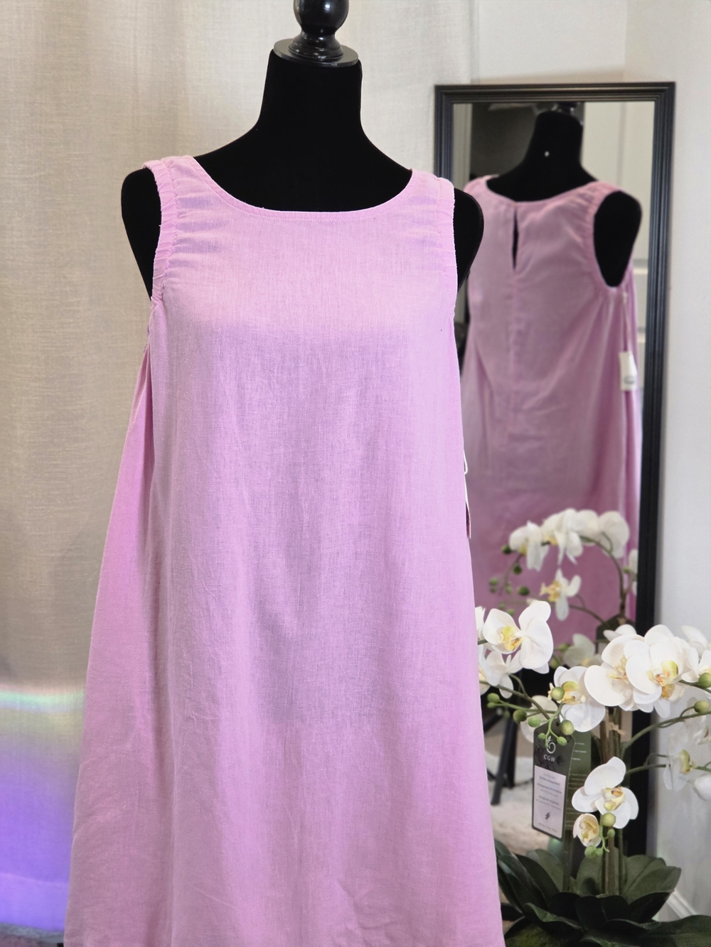 a.n.a Sleeveless Light Pink Linen-Blend Tunic
